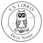 Preview: Round exlibris stamp •Owl with book•